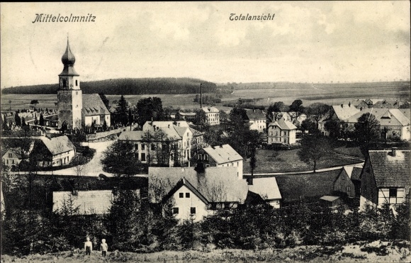 Postcard Mittel Colmnitz Klingenberg in the Eastern Ore Mountains, total view