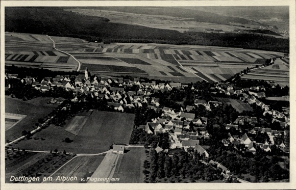 Postcard Dettingen am Albuch Gerstetten Württemberg, aerial photograph
