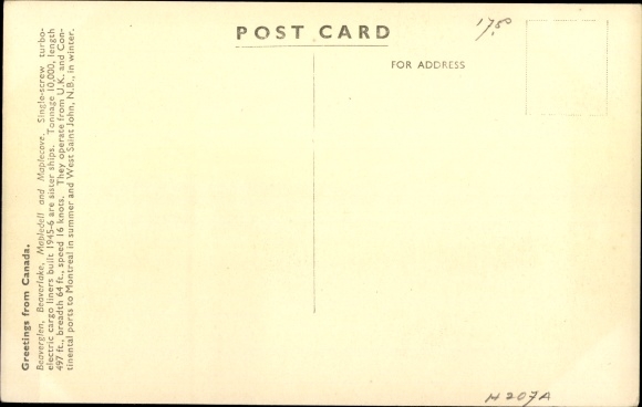 AK vrachtschip Beaverglen, Canadian Pacific Cargo Liner