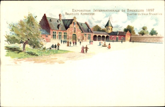 lito Bruxelles Bruksela, Expo 1897, Kermesse, Quartier du Vieux Bruxelles