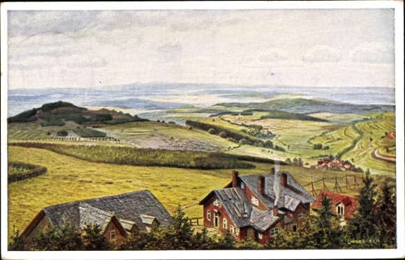 Artist Postcard Lindegreen, K., Schotten Vogelsbergkreis, View from Hoherodskopf