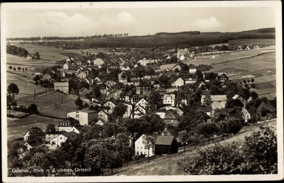 Postcard Gelenau in the Ore Mountains, upper district, half-timbered houses