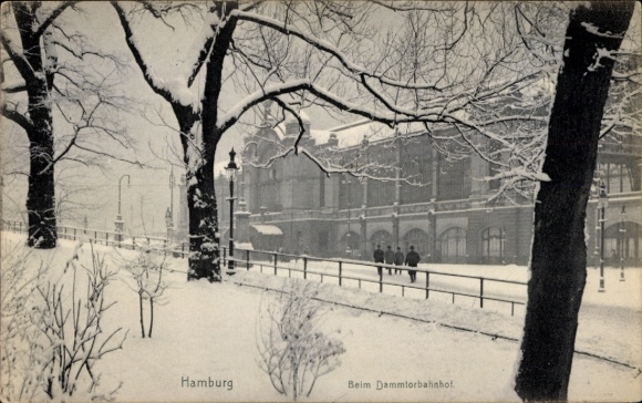 Postcard Hamburg Eimsbüttel Rotherbaum, part near Dammtorbahnhof, winter