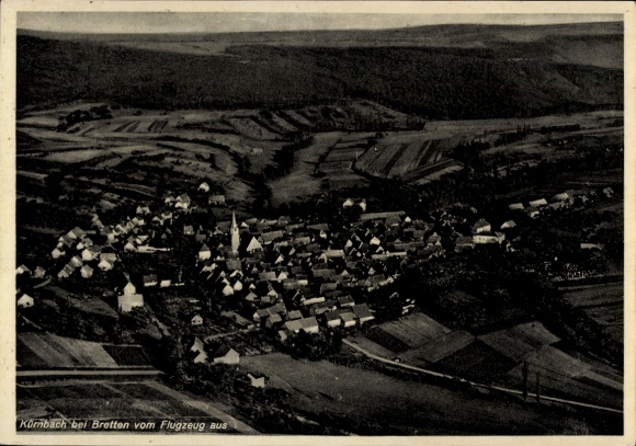 Postcard Kürnbach in Baden Württemberg, aerial photograph