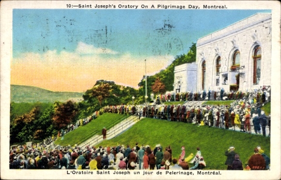 Postcard Montreal Québec Canada, Saint Joseph's Oratory, pilgrims, crowd, Montreal