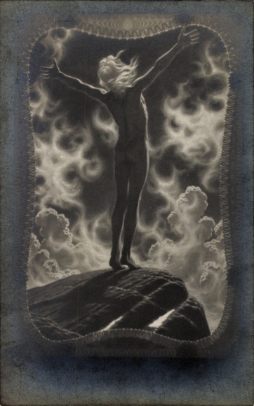 Art Nouveau artist Postcard Fidus, light prayer, hand stone print, No. 35