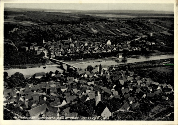 Postcard Winterhausen am Main Lower Franconia, aerial photograph