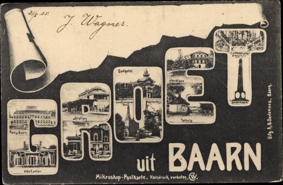 Letters Postcard Baarn Utrecht Netherlands, Palais Baarn, Station, Badhotel, Tolhuis