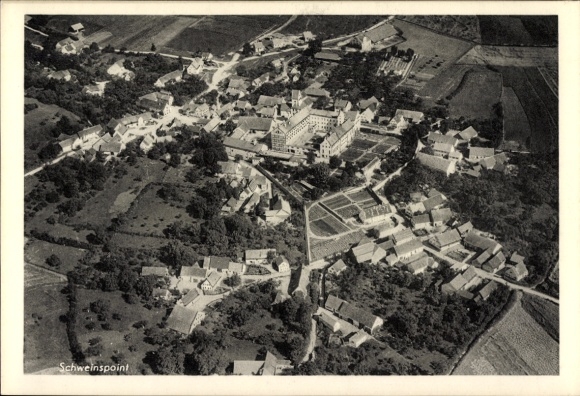 Postcard Schweinspoint Marxheim in Swabia Bavaria, aerial photograph