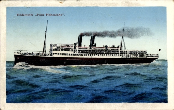 Postcard Eildampfer prince Hohenlohe, Austrian Lloyd