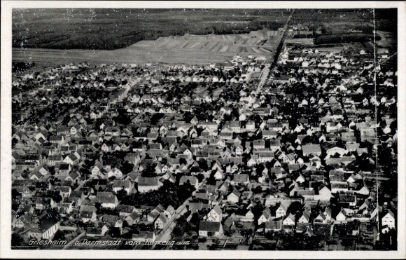 Postcard Griesheim near Darmstadt, aerial photograph
