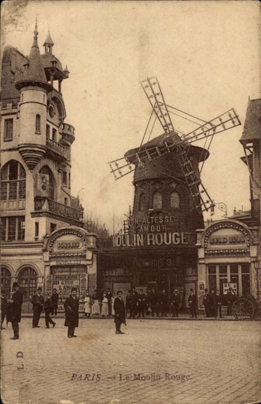 Postcard Paris XVIII Montmartre, The Moulin Rouge