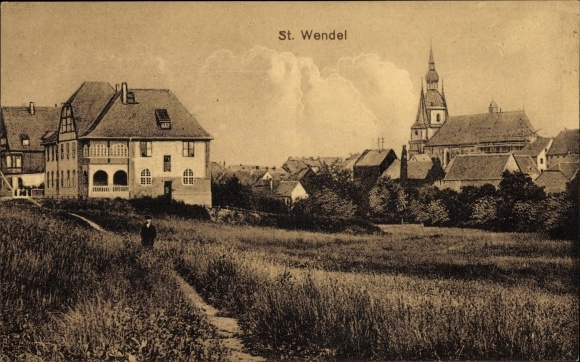 PC Sankt Wendel in Saarland, partial view with church