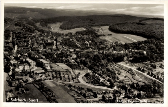 KP Sulzbach w Kraju Saary, zdjęcie lotnicze, panorama miasta