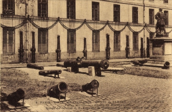 CPA Paris VII, Hôtel des Invalides, canons, monument