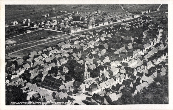 Ak Knielingen Karlsruhe in Baden, Fliegeraufnahme