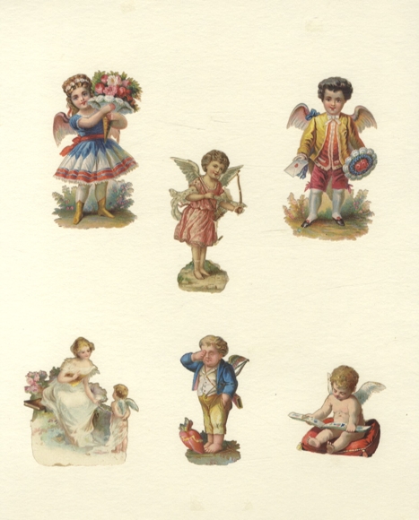6 wafers angel with flowers, book, broken heart, approx. 8 x 5 cm to 4 x 4.5 cm