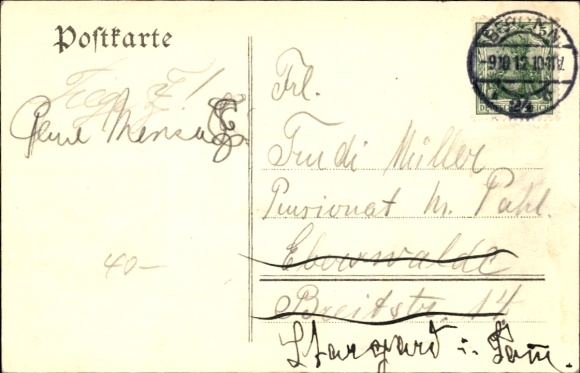 Studentika Postcard Berlin, Corps Cimbria, Elsässer Straße 39 II, coat of arms, RSC