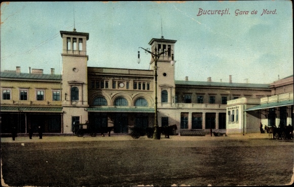 Postcard București Bukarest Rumänien, North Station