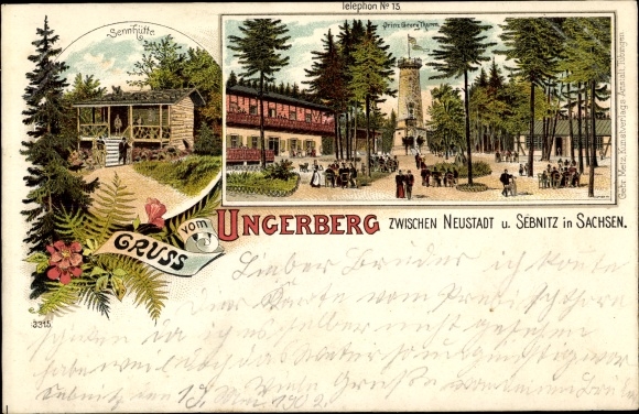 Chromo-Litho Ungerberg Neustadt Sachsen, Sennhütte, Prince Georg Tower