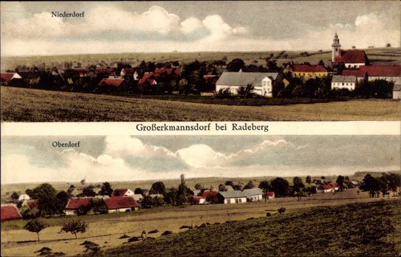 Postcard Großerkmannsdorf Radeberg Sachsen, Niederdorf, Oberdorf