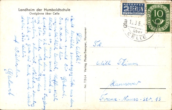 Postcard Ovelgönne Hambühren, country home of the Humboldt School
