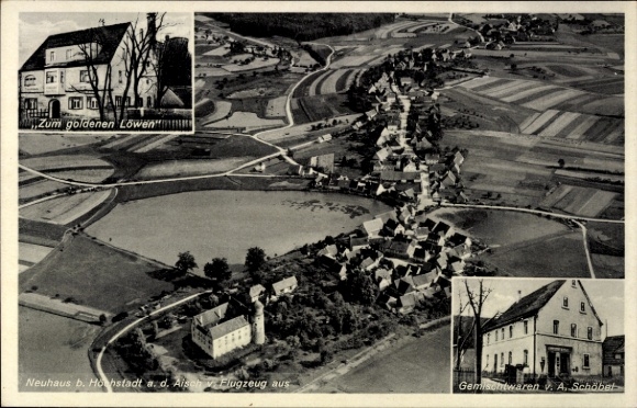 KP Neuhaus (niedaleko Höchstadt an der Aisch) Adelsdorf w Górnej Frankonii, zdjęcie lotnicze, kilka budynków,