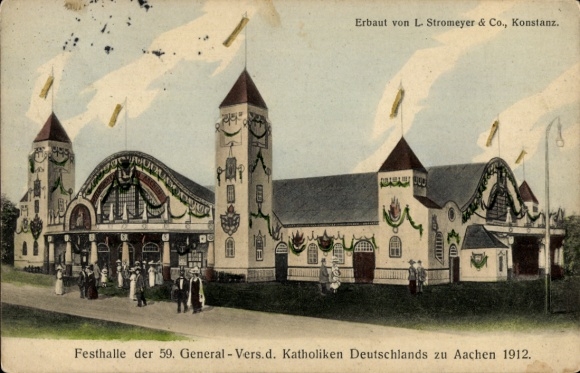 Postcard Aachen in North Rhine-Westphalia, Festival Hall of the 59th General Assembly of the Catholics of Germany