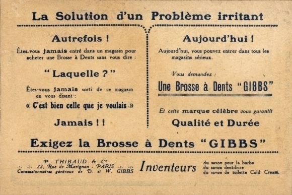 CPA Reklame, Gibbs, La Solution d'un Irriterende problemen, Exigez la Brosse a Dents Gibbs