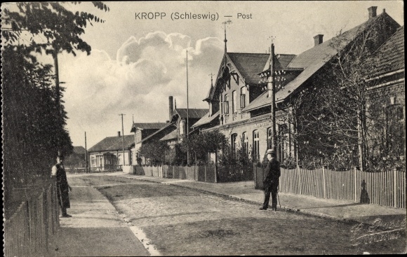 Ak Kropp in Schleswig, Post, Straßenpartie