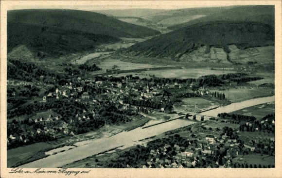 Postcard Lohr am Main Lower Franconia, aerial photograph