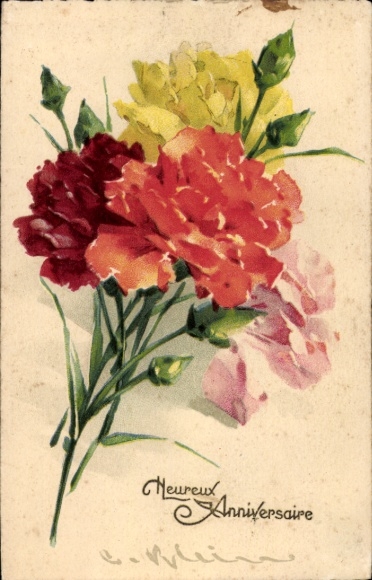 Artist Postcard Klein, C., Congratulations, Flowers