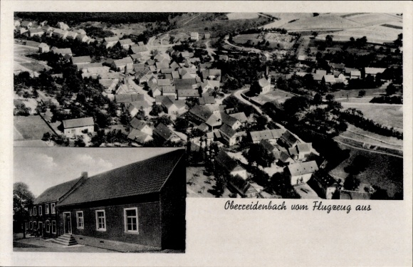 Postcard Oberreidenbach Rhineland Palatinate, aerial photograph, bakery and general store