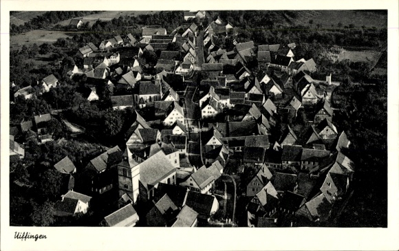 Postcard Uiffingen Boxberg in Baden, aerial photograph