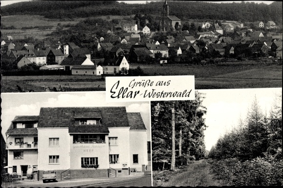 Postcard Ellar Waldbrunn in the Westerwald, view of the town, Inn Heep