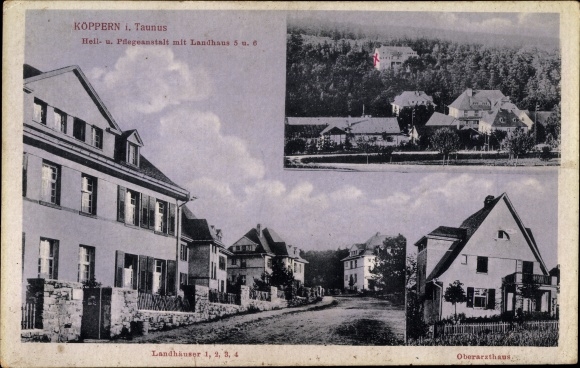 Postcard Köppern Friedrichsdorf Taunus, country houses, senior physician houses, sanatorium and nursing home