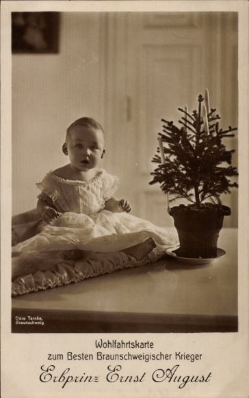 Postcard Hereditary Prince Ernst August of Brunswick, child portrait, welfare card, photographer Dora Tarnke