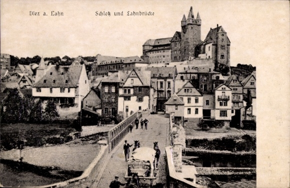 Ak Diez an der Lahn, Schloss, Lahnbrücke