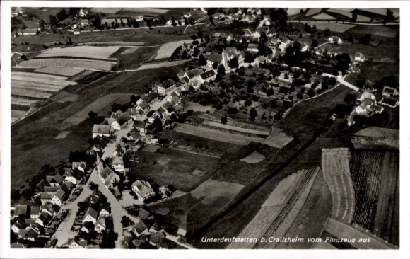 Postcard Unterdeufstetten Fichtenau in Württemberg, aerial photograph