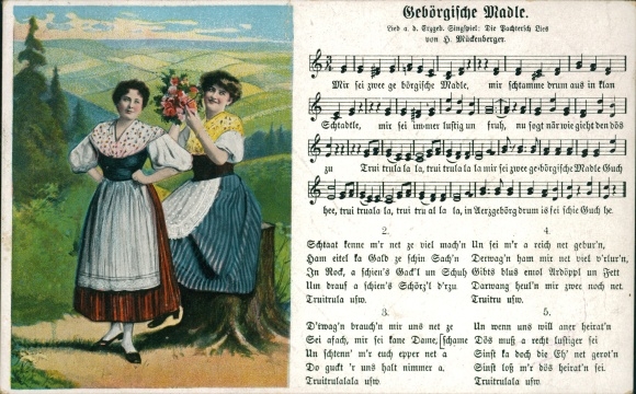Song Ak Mückenberger, Hilmar, Gebrgische Madle, jonge vrouwen in kostuum, Ertsgebergte