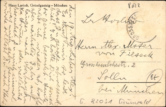 Postcard Geiselgasteig Grünwald in the district of Munich Upper Bavaria, house Larisch