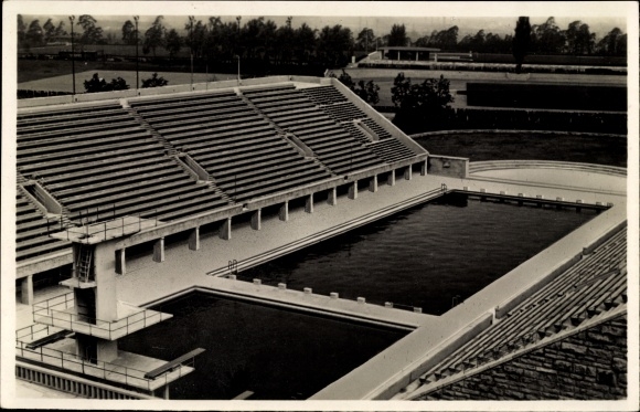 PC Berlin Charlottenburg Westend, Reichssportfeld, view from Deutsche Kampfbahn to the swimming stadium
