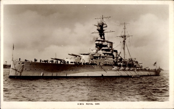 Postcard British warship, HMS Royal Oak