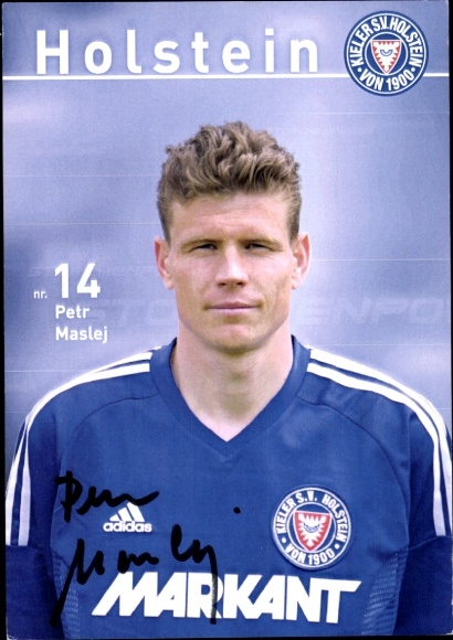 Autograph card footballer Petr Maslej, Holstein Kiel, autograph