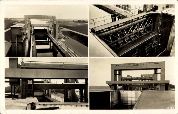 Postcard Rothensee Magdeburg on the Elbe, boat lift, trough, hollow cylinder, float