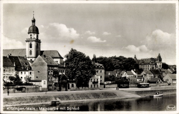 Postcard Kitzingen in Mainfranken Bavaria, Kitzingen/Main, Main section with castle, old architecture