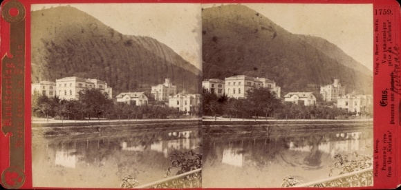 Stereo CdV Ems Kt. Graubünden, Panorama, Kurhaus