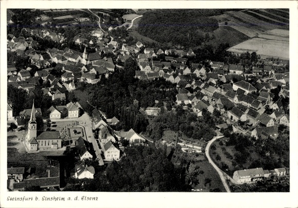 Postcard Steinsfurt Sinsheim in Baden, aerial photograph