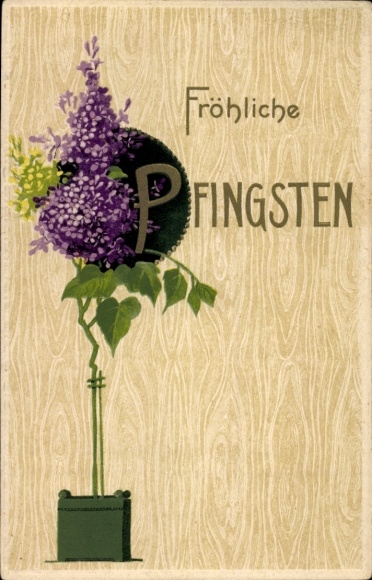 Embossed Postcard Congratulations Pentecost, Lavender, Potted Flower