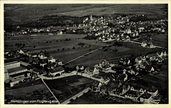 Postcard Wendlingen am Neckar Baden Württemberg, aerial photograph of residential buildings, landscape